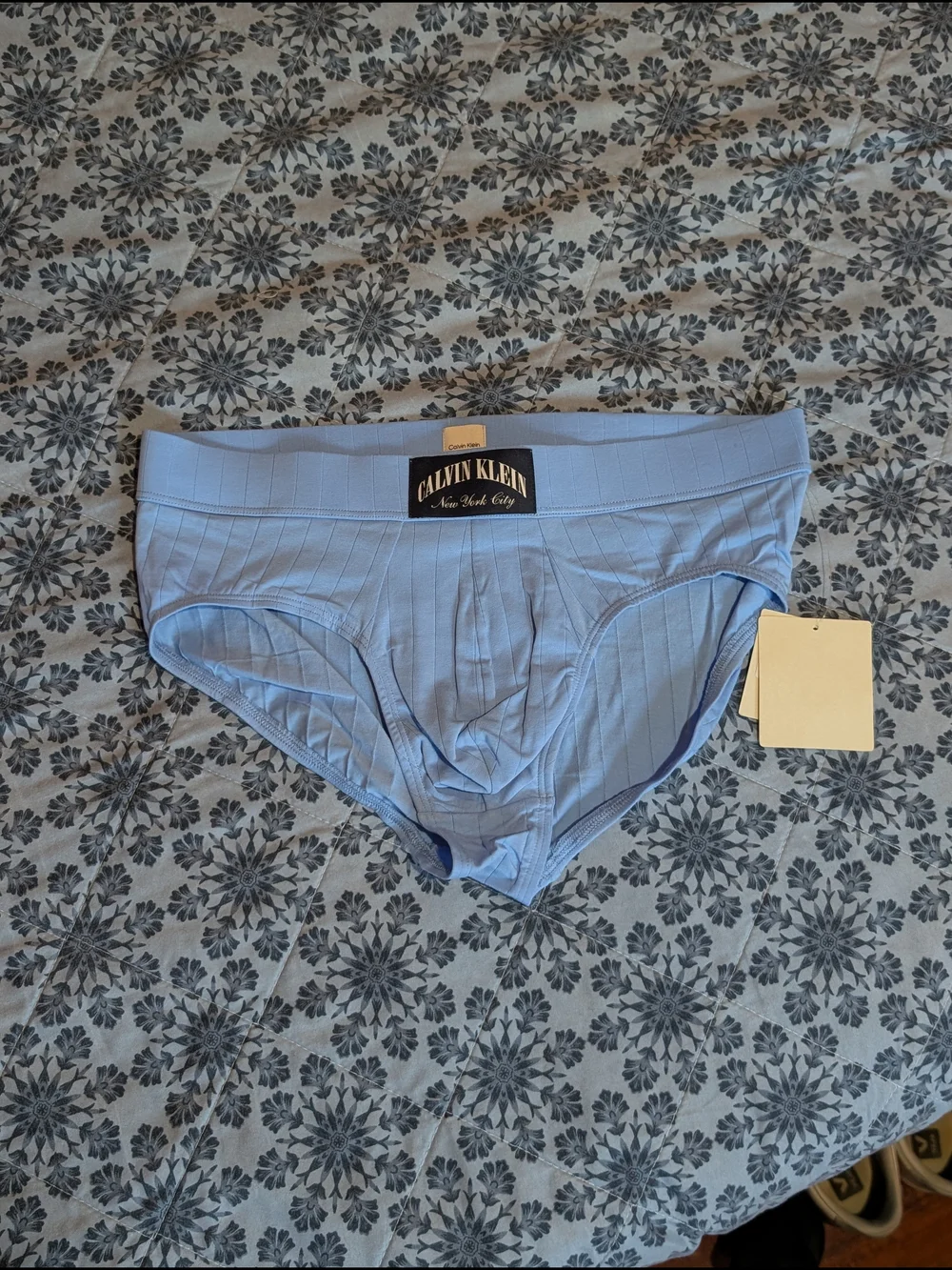 Calvin Klein Light Blue Men’s Briefs — Ribbed Support